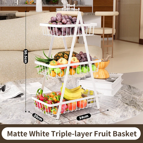 Multifunctional 2-Layers 3-Layers Fruit Basket Kitchen Living Room Dry Fruit Snacks Storage Rack Foldable Storage Save Space