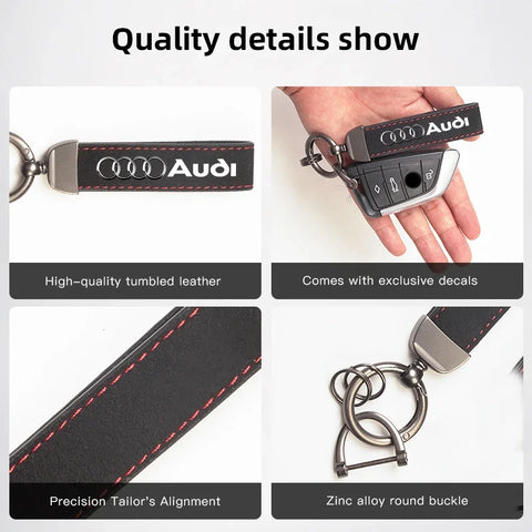 2025 Hot 1Pcs Car Styling Keychain Ring Suede Key Accessories For Audi Sline A1 A3 A4 A5 A6 A7 A8 Q2 Q3 Q5 Q7 Q8 TTS B6 B8 C5 B9