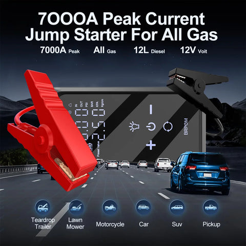 Car Jump Starter Air Pump Power Bank Lighting Portable Air Compressor 4 In 1 Cars Battery Starters Starting Auto Tyre Inflator
