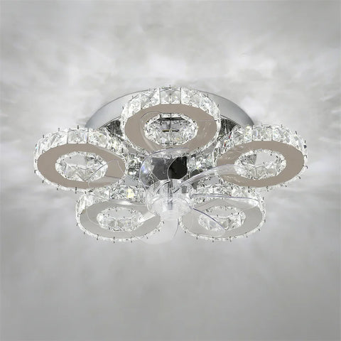 5 Rings Crystal Led Chandeliers Ceiling Mirror Stainless Steel Lustre Cristal For Kitchen Luminarias Parateto Fixtures Plafonier