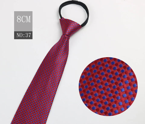 2023 New 8cm Width Pre-tied Zipper Neck Tie Striped Polka Dots Neckties For Men Corbatas Gravata Slim Suits Jacquard Cravat Tie