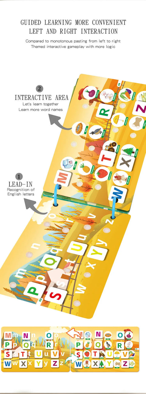 Busy Book for Toddlers Ages 2-6 Quiet Book Preschool Learning Activity Reusable Sticker & Velcro Matching Montessori Fine Mot