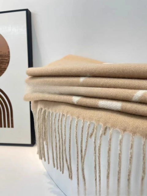 Cashmere Black-Gray Milk Tea Color Double-Faced Scarf Long Women's Luxury Wool Shawl Gradient Scarf