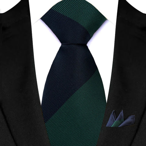 Men's Ties Dark Green Color Dot Striped Floral 8cm Jacquard Necktie Handkerchief Set Accessories Daily Wear Cravat Wedding Party