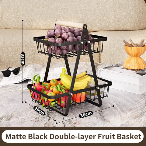 Multifunctional 2-Layers 3-Layers Fruit Basket Kitchen Living Room Dry Fruit Snacks Storage Rack Foldable Storage Save Space