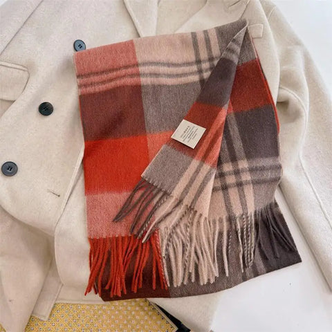 High Quality 100% Wool Scarf Men Female Fashion Classic Soft Cashmere Muffler Women Warm Thermal Shawl Outside Autumn Winter Men