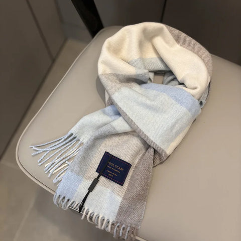 New Fashion Design Pure Wool Plaid Women Men Scarf British Classic Warm Couple Scarves High Quality Multicolored Tassel Muffler