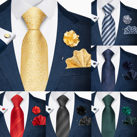 Wholesales Fashion 8 cm Tie Set Necktie Pocket Squares Cufflink Pin Set Purple Paisley Men Gravatas Fit Birthday Gift