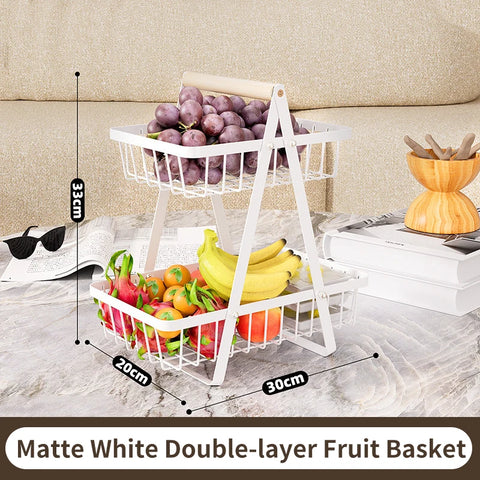 Multifunctional 2-Layers 3-Layers Fruit Basket Kitchen Living Room Dry Fruit Snacks Storage Rack Foldable Storage Save Space