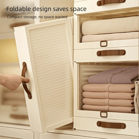 Household Plastic Drawer Organizer Foldable Pull Out Cabinet Storage Stackable With Handle Storage Box Home Use