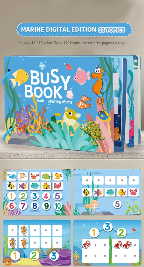 Busy Book for Toddlers Ages 2-6 Quiet Book Preschool Learning Activity Reusable Sticker & Velcro Matching Montessori Fine Mot