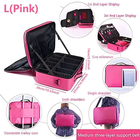 Professional Makeup Case Female Travel Big Capacity Beauty Nail ToolBox Cosmetic Organizer Suitcases For Makeup Storage Boxs