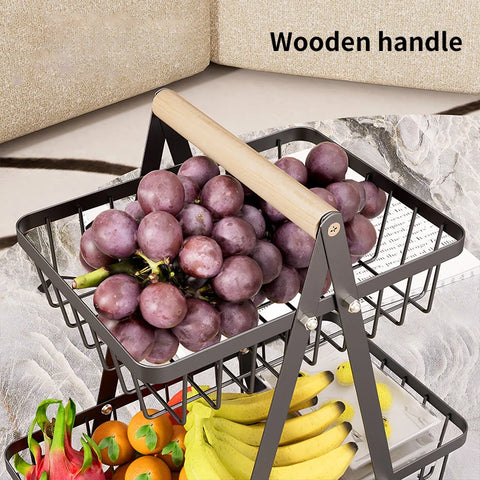 Multifunctional 2-Layers 3-Layers Fruit Basket Kitchen Living Room Dry Fruit Snacks Storage Rack Foldable Storage Save Space