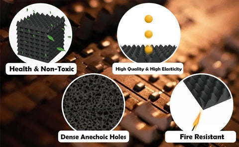 Cloududa 30x30x5cm 24pcs Studio Acoustic Foam Soundproof Effective Wedge Tiles Sound Insulation Absorption Treatment Panels