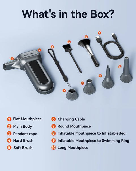 WOLFBOX MF100 Electric Air Duster Air Blower-150000RPM Super Power, Rechargeable 3-Gear Brushless Motor for Car/PC/Home/Outdoor