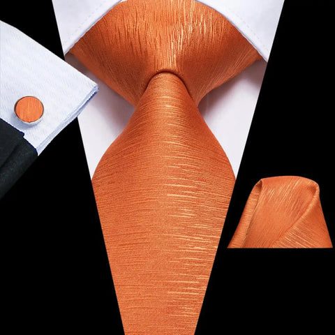Hi-Tie Designer Orange Paisley Silk Wedding Tie For Men Handky Cufflink Gift Mens Necktie Fashion Business Party Dropshiping
