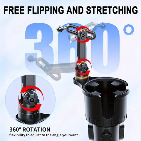 Car Phone Holder, Cup Holder Phone Mount With Memory Function 360°Rotation iPhone Car Phone Mount With Adjustable Long Neck