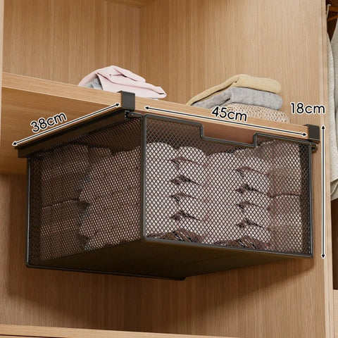 Large Capacity Underwear Storage Basket Pure Color Under Cabinet Wardrobe Organizer Under Shelf Basket Design