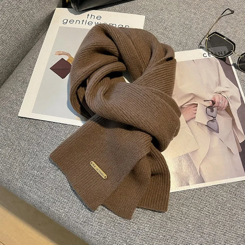Winter Cashmere Blend Scarf Women Warm Thicken Luxury Shawl Wraps Female Warm Thick Wool Neckerchief Blankets Women Solid Colors
