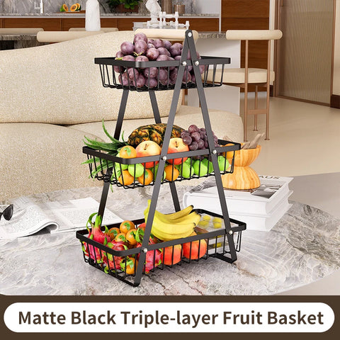 Multifunctional 2-Layers 3-Layers Fruit Basket Kitchen Living Room Dry Fruit Snacks Storage Rack Foldable Storage Save Space