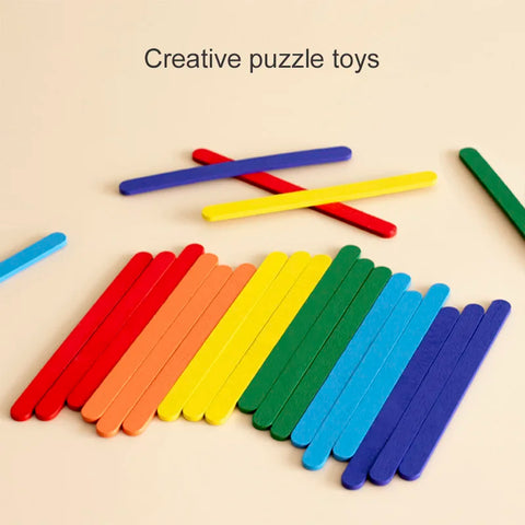Wooden Creative Sticks And Rings Puzzle Intelligence Game Montessori Early Childhood Educational Toys For Children 3 Year Old