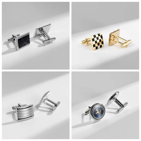 1Pair Square Man Shirt Cufflinks Copper Tie Clips & Cufflinks For Mens Luxury Wedding Guests Gifts Fashion Jewelry Men Cuffs