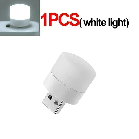 50-1PCS USB Night Light Mini LED Night Light USB Plug Lamp Power Bank Charging USB Book Lights Round Reading Eye Protection Lamp