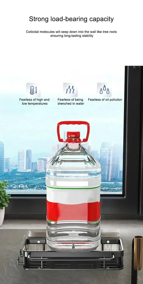 Aluminum Kitchen Sink Tray Suction Cup Wall-mounted Drain Storage and Organization With Rack Ready-to-attach Accessories Cabinet