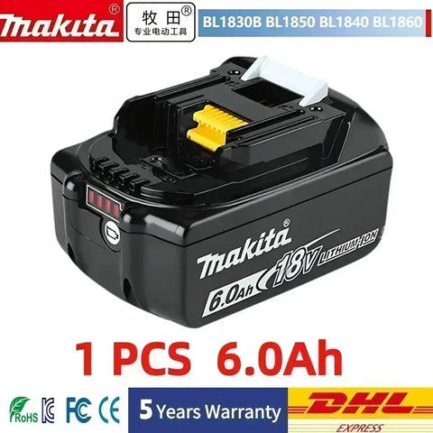 Makita 18V Battery 5Ah BL1850B Lithium ion Genuine Makita 18V Battery BL1850 BL1860 BL1860B BL1840B。