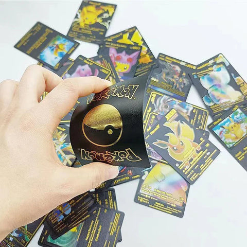 27-110Pcs Pokemon Gold Foil Card VMAX GX Cards English French Spanish German Pikachu Charizard Arceus Colour Pokémon Cards Gift