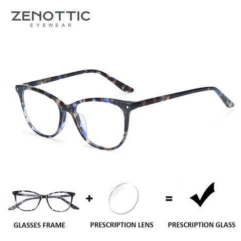 ZENOTTIC Cat Eye Acetate Prescription Eyeglasses Women Anti-Blue-Ray Photochromic Optical Spectacles Myopia Hyperopia Glasses