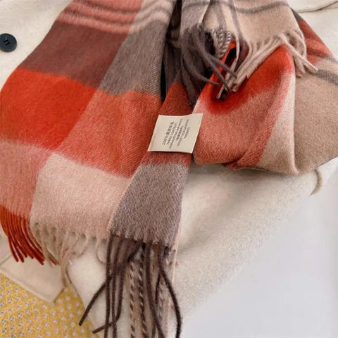 High Quality 100% Wool Scarf Men Female Fashion Classic Soft Cashmere Muffler Women Warm Thermal Shawl Outside Autumn Winter Men