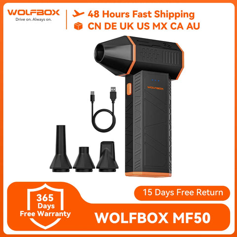 WOLFBOX MF50 Electric Air Duster Air Blower-110000RPM Super Power, Rechargeable 3-Gear Brushless Motor for Car/PC/Home/Outdoor