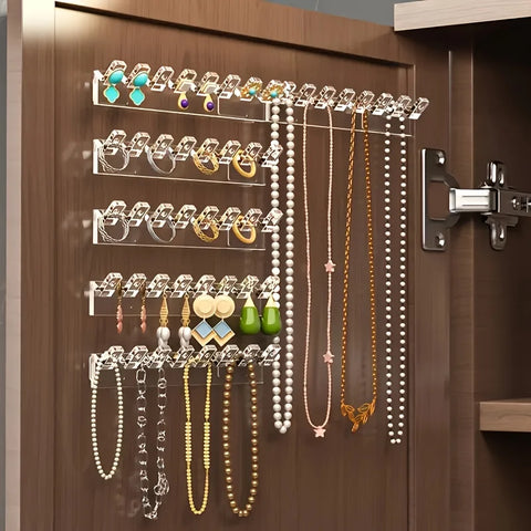 3/6Pcs Self-Adhesive Necklace Organizer, Space-Saving Multi-Functional Jewelry Organizer, Necklace Holder Wall Mounted