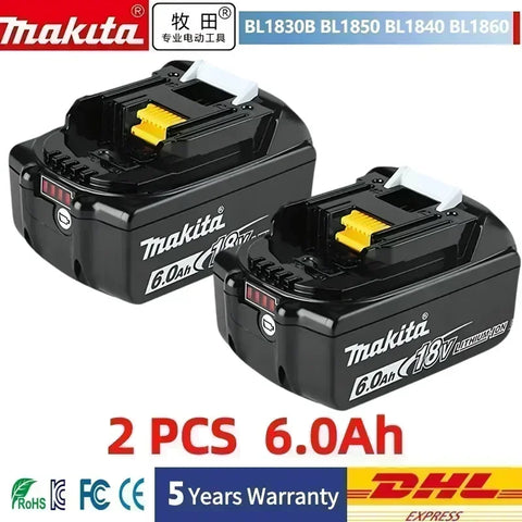 Makita 18V Battery 5Ah BL1850B Lithium ion Genuine Makita 18V Battery BL1850 BL1860 BL1860B BL1840B。