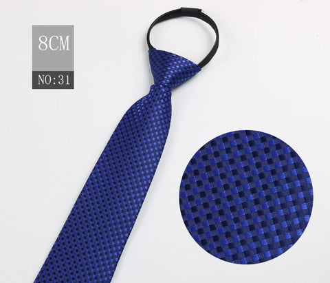 2023 New 8cm Width Pre-tied Zipper Neck Tie Striped Polka Dots Neckties For Men Corbatas Gravata Slim Suits Jacquard Cravat Tie
