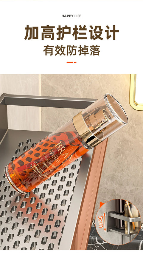 Wall-Mounted Storage Rack No-Drill Bathroom Vanity Shelf for Washroom Balcony Toilet - Organizer Shelf for Kitchen Bathroom