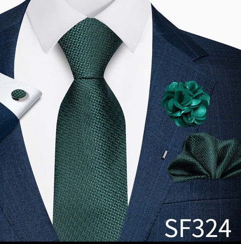 Wholesales Fashion 8 cm Tie Set Necktie Pocket Squares Cufflink Pin Set Purple Paisley Men Gravatas Fit Birthday Gift