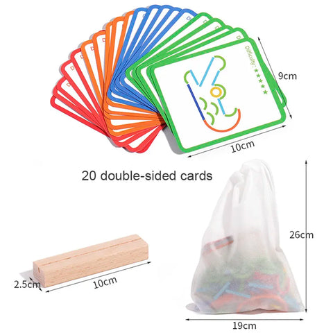 Wooden Creative Sticks And Rings Puzzle Intelligence Game Montessori Early Childhood Educational Toys For Children 3 Year Old