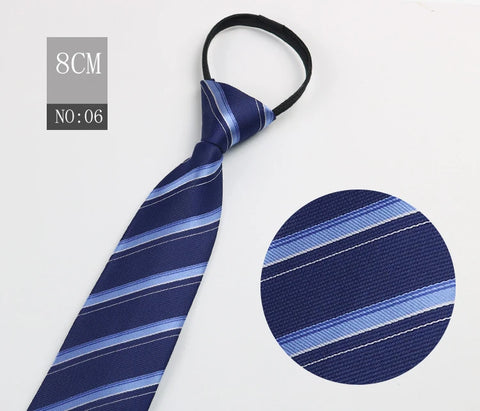 2023 New 8cm Width Pre-tied Zipper Neck Tie Striped Polka Dots Neckties For Men Corbatas Gravata Slim Suits Jacquard Cravat Tie