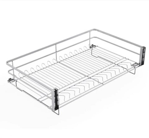 Cabinet Dish Basket 6A Carbon Steel Kitchen Drawer Type Double Layer Dish Basket Storage Bowl Rack With Drain Tray