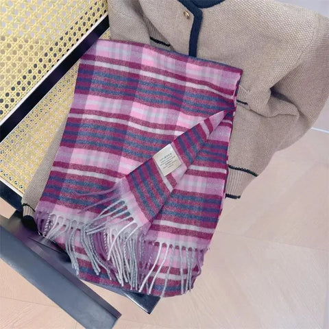 High Quality 100% Wool Scarf Men Female Fashion Classic Soft Cashmere Muffler Women Warm Thermal Shawl Outside Autumn Winter Men