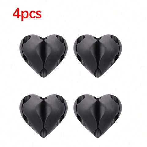 2pcs Heart-Shaped Mini Cable Winder Organizer USB Charging Cable Clips Desk Tidy Organiser Holder Protectors in Home Office Car
