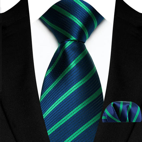 Men's Ties Dark Green Color Dot Striped Floral 8cm Jacquard Necktie Handkerchief Set Accessories Daily Wear Cravat Wedding Party