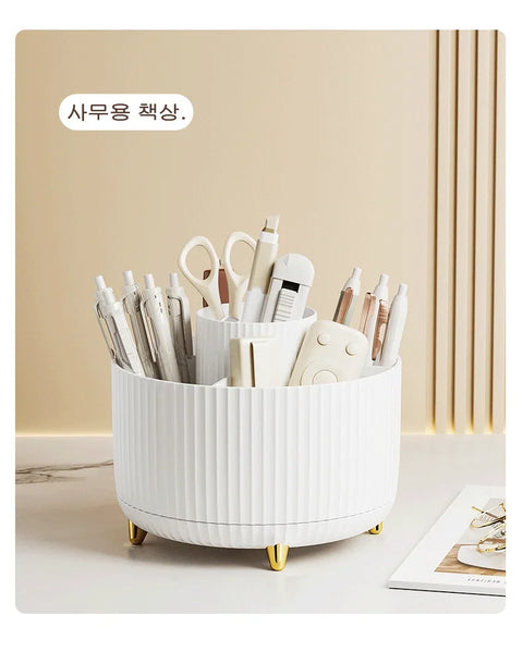 Rotating Makeup Brush Organizer 360 Degree Spinning Storage Box Cosmetic Brush Holder Desktop Organizer Pen Pencil Container