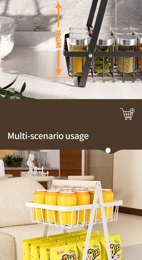 Multifunctional 2-Layers 3-Layers Fruit Basket Kitchen Living Room Dry Fruit Snacks Storage Rack Foldable Storage Save Space