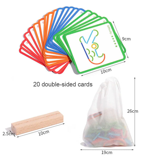 Wooden Creative Sticks And Rings Puzzle Intelligence Game Montessori Early Childhood Educational Toys For Children 3 Year Old