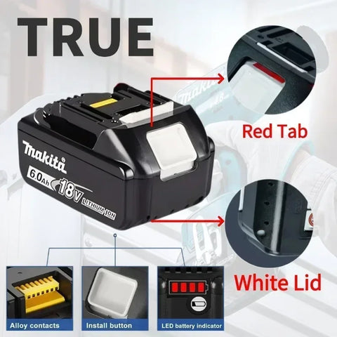 original Makita 18V 6.0Ah Rechargeable Battery ,For Makita BL1830 BL1830B BL1840 BL1840B BL1850 BL1850B Power Tools Battery