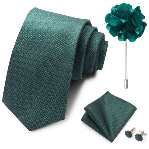 Wholesales Fashion 8 cm Tie Set Necktie Pocket Squares Cufflink Pin Set Purple Paisley Men Gravatas Fit Birthday Gift