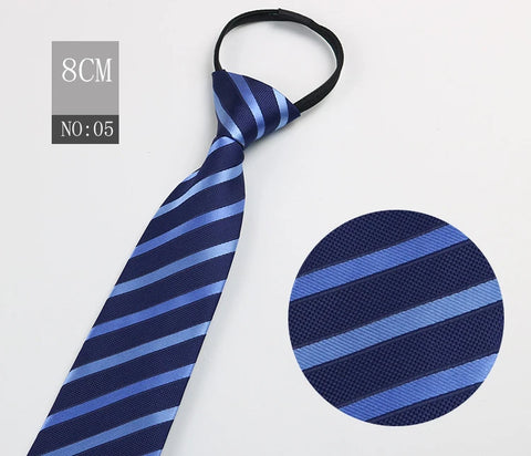 2023 New 8cm Width Pre-tied Zipper Neck Tie Striped Polka Dots Neckties For Men Corbatas Gravata Slim Suits Jacquard Cravat Tie